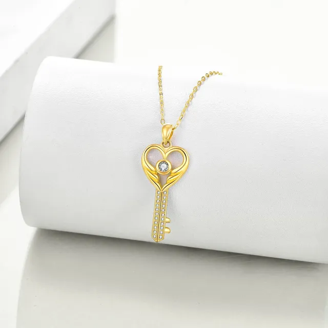 14K Gold Key Pendant Necklace-4