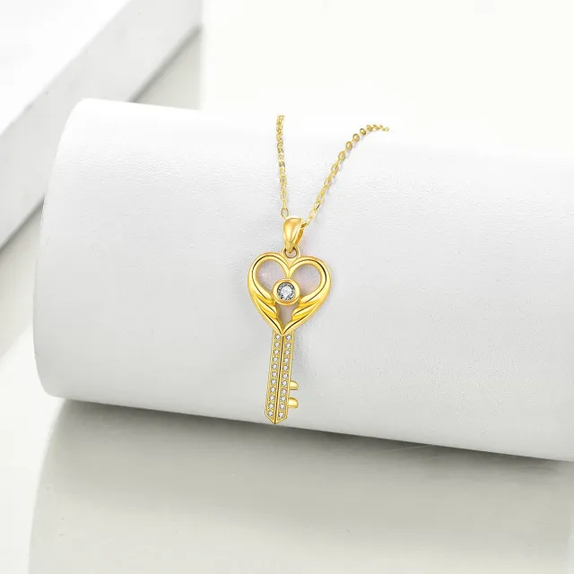 Colar com pingente de chave em ouro 14K-4