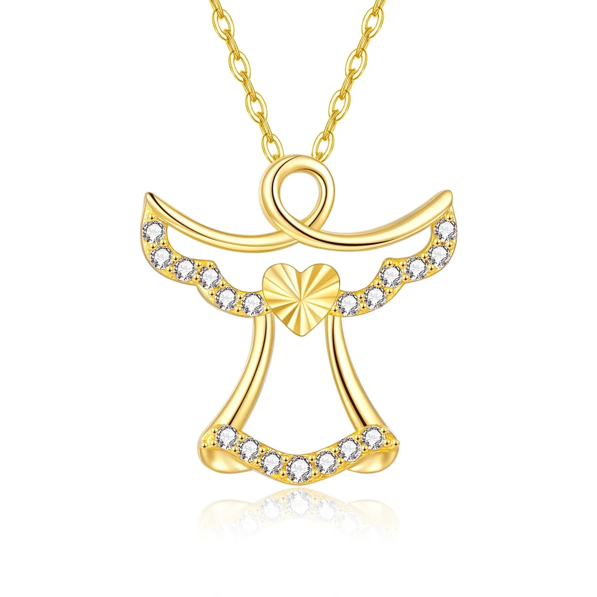 Collier avec pendentif ange en zircone cubique plaqué or jaune 14 carats-1