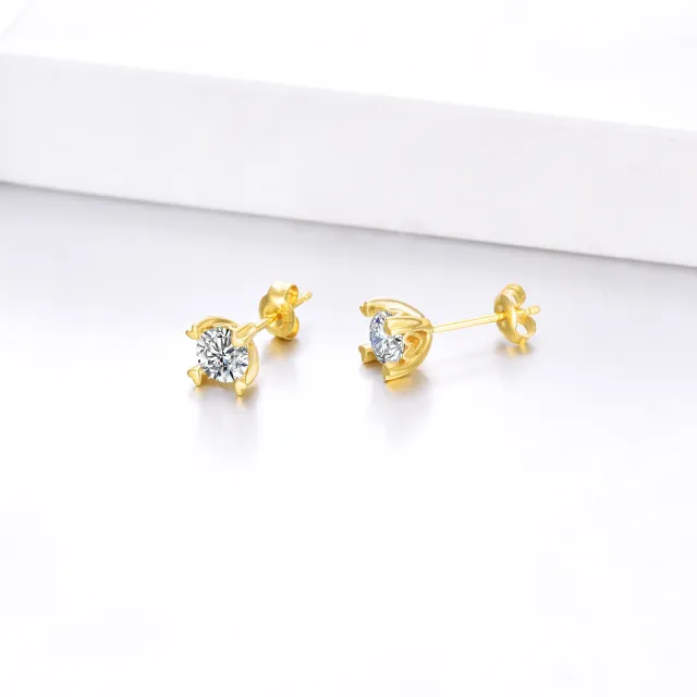 Brincos de pino Moissanite em forma circular em ouro 14K-2