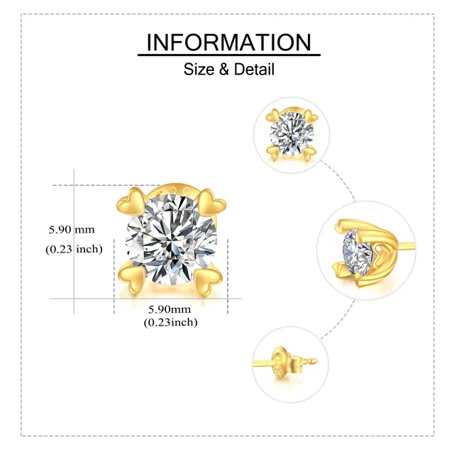 Brincos de pino Moissanite em forma circular em ouro 14K-4