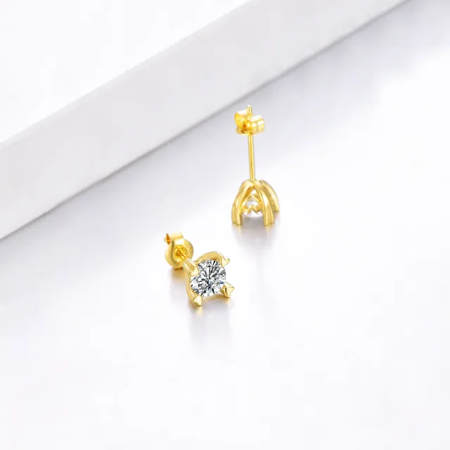 Brincos de pino Moissanite em forma circular em ouro 14K-3