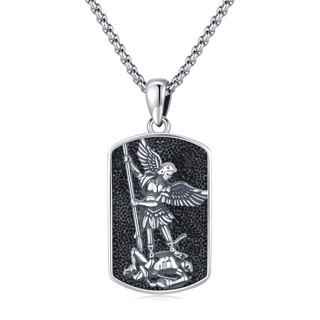 Sterling Silver Saint Michael Pendant Necklace-1
