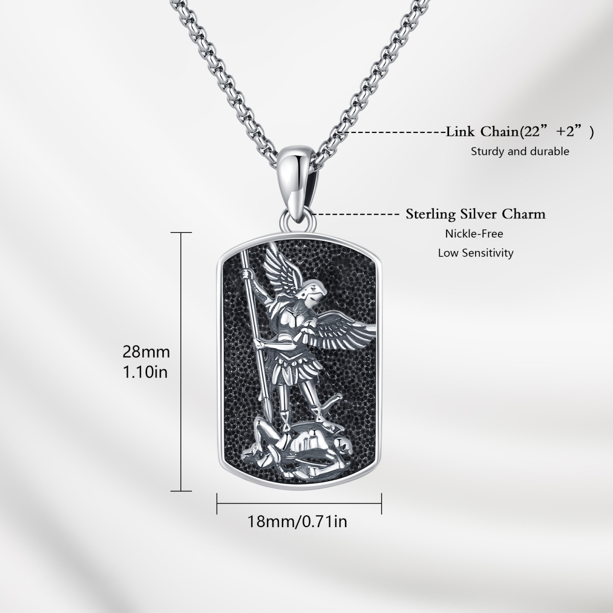 Halskette mit Anhänger Heiliger Michael aus Sterlingsilber-5