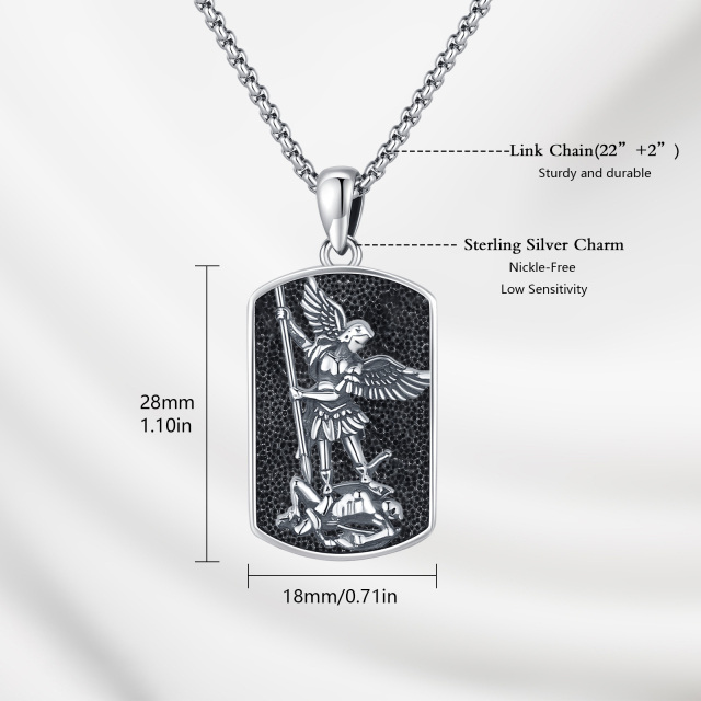 Sterling Silver Saint Michael Pendant Necklace-5