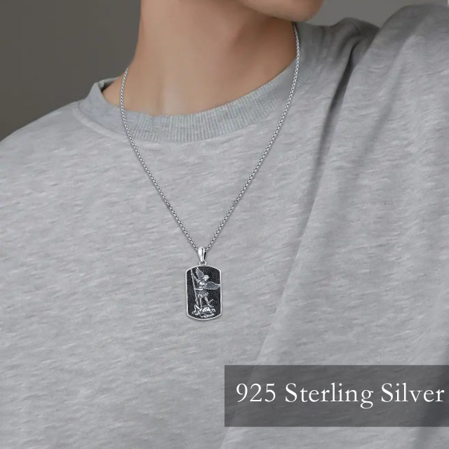 Sterling Silver Saint Michael Pendant Necklace-2