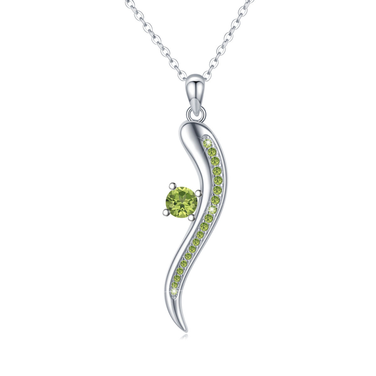 Collier en argent sterling avec pendentif en corne italienne en cristal de forme circulair-1