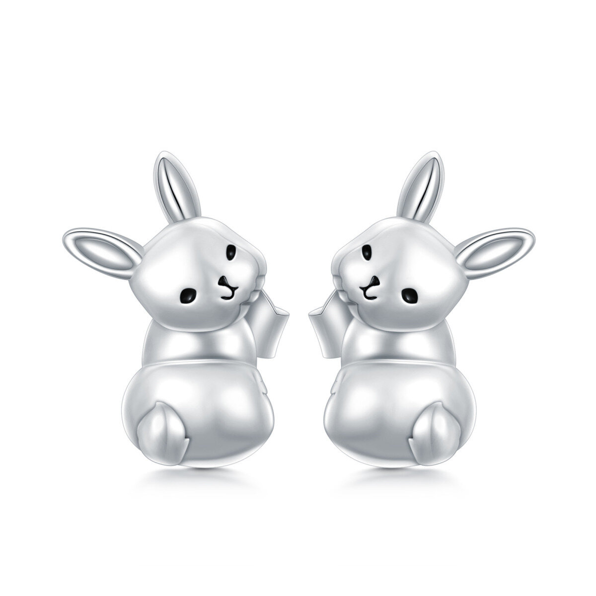 Sterling Silver Rabbit Stud Earrings-1