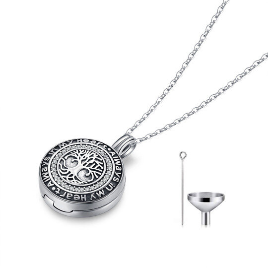 Collana con urna per ceneri in argento Sterling Tree Of Life Always in My Heart