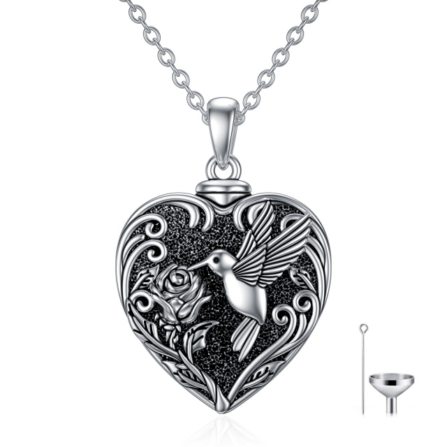 Collier Urne Rose Colibri en Argent Sterling pour Cendres-0