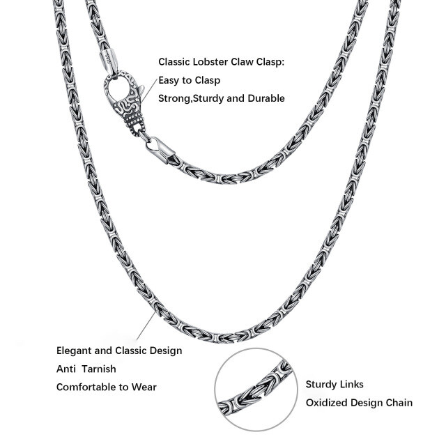 Collar de cadena bizantina de plata de ley -4