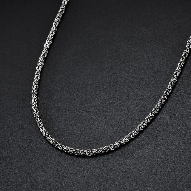 Sterling Silver Byzantine Chain Necklace-2
