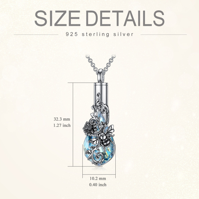 Sterling zilveren kristal Bee & zonnebloem & druppel vorm Urn ketting voor as-5