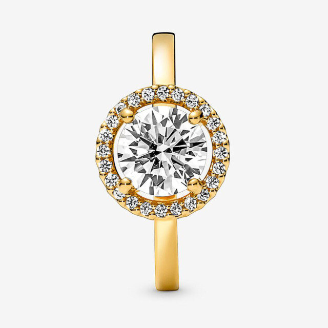 Sterling Silver with Yellow Gold Plated Circular Shaped Moissanite Personalized Engraving Engagement Ring-0