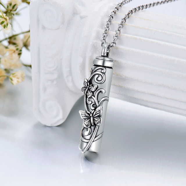 Sterling Silber Schmetterling Urne Halskette für Asche-3