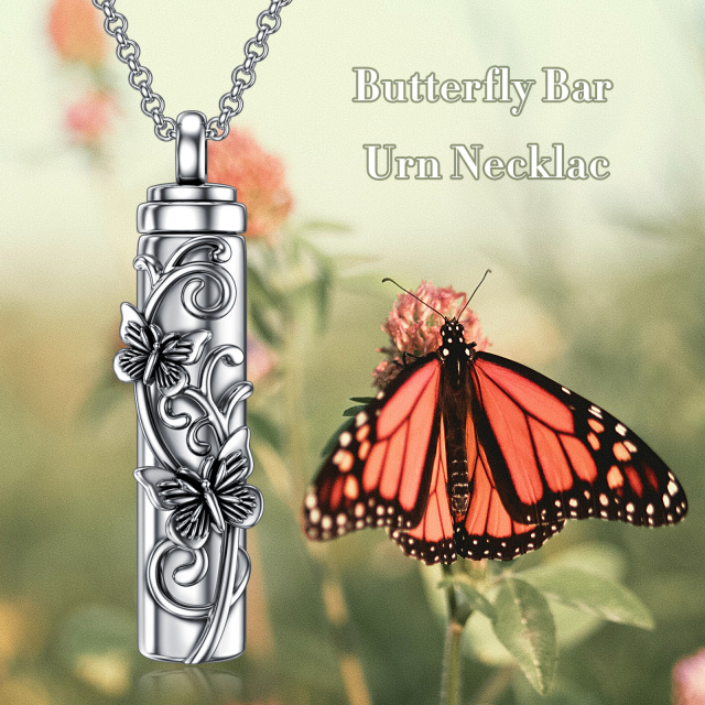 Colar de prata esterlina com urna borboleta para cinzas-5