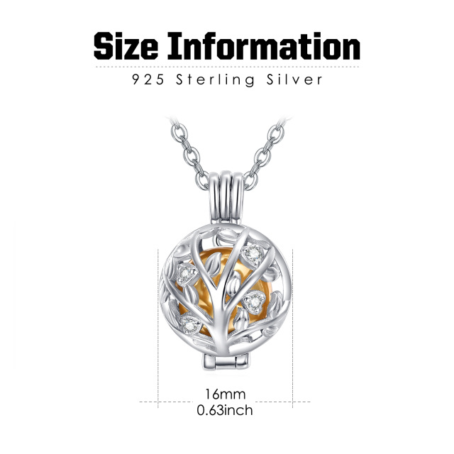 Sterling Silber Zweifarbige Baum des Lebens & Runde Urne Halskette-5