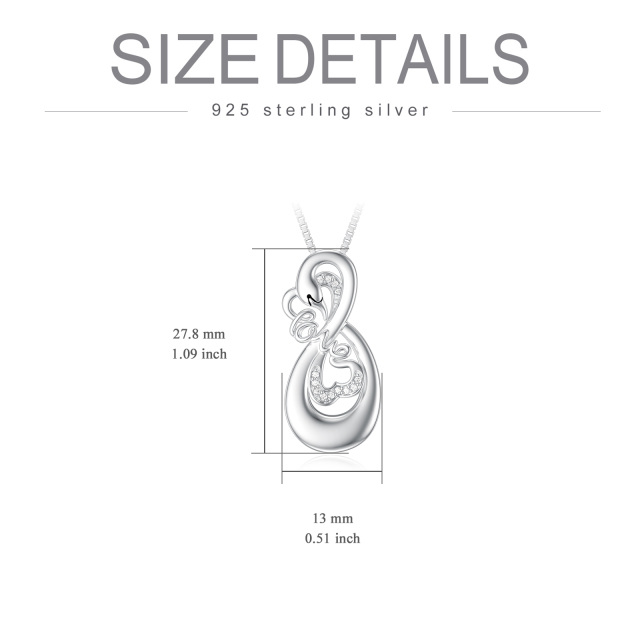Sterling Silber kreisförmig Cubic Zirkonia Schwan Urne Halskette mit eingraviertem Wort-5