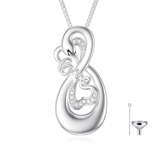 Swan Infinity Urn Necklace for Ashes 925 Sterling Silver Cremation Jewelry Memorial Jewelry Gifts for Women Girls