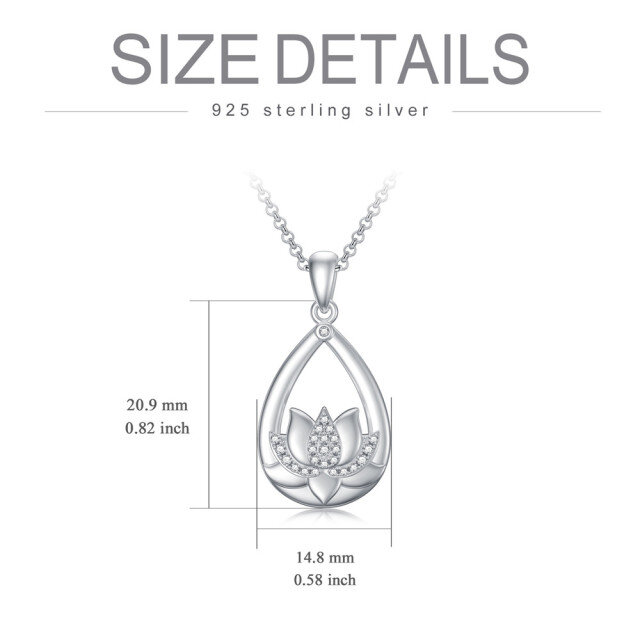 Sterling Silver Circular Shaped Cubic Zirconia Lotus Urn Necklace for Ashes-5