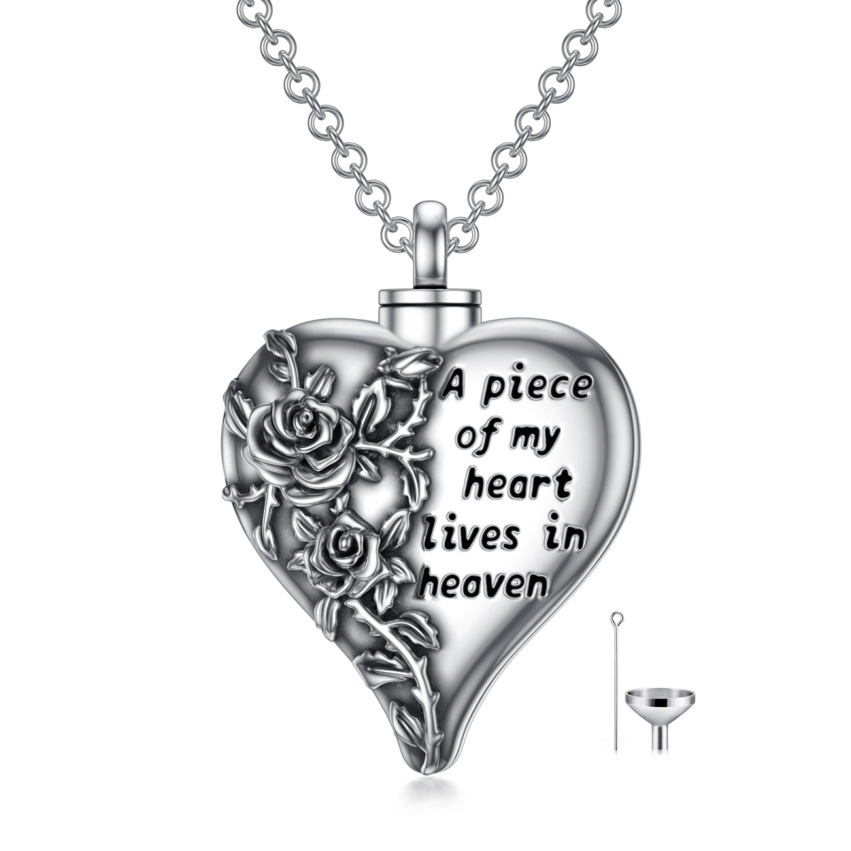 Sterling Silber Herz Urne Halskette mit eingraviertem Wort-1