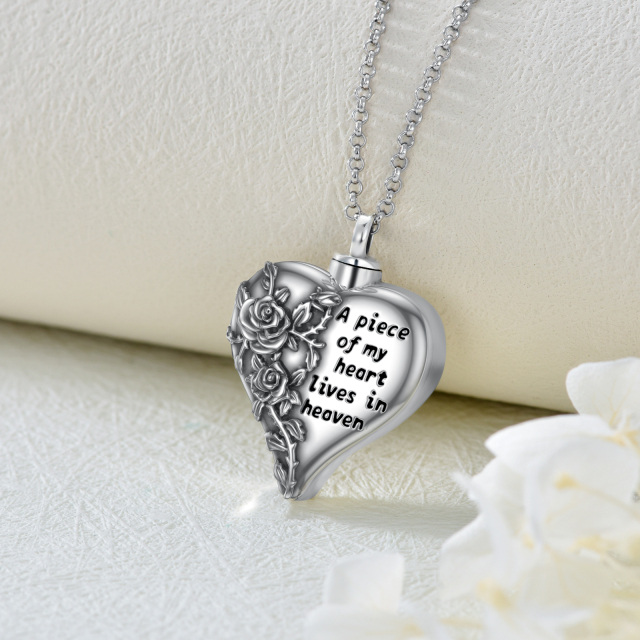 Sterling Silver Heart Urn Necklace for Ashes with Engraved Word-4