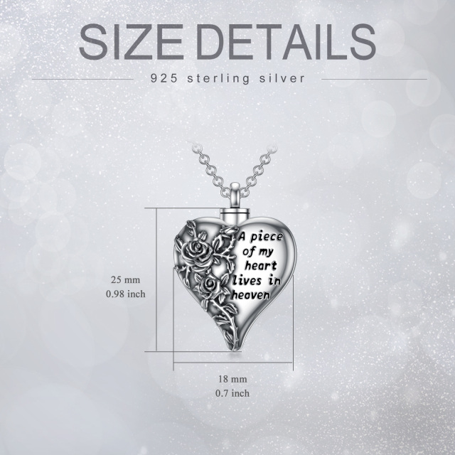 Sterling Silver Heart Urn Necklace for Ashes with Engraved Word-4