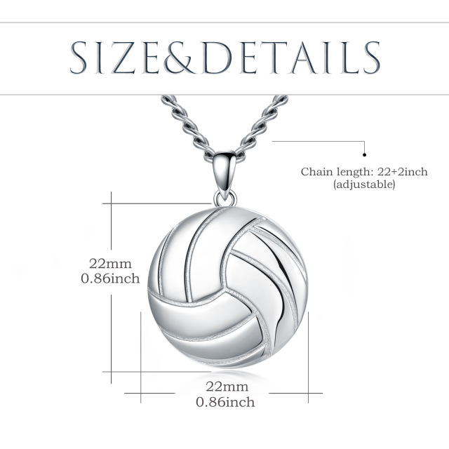 Sterling Silver Volleyball Pendant Necklace for Men-4