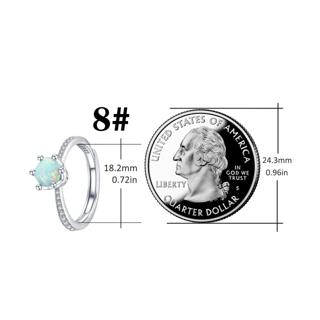 Sterling Silver Circular Shaped Opal Ring-6