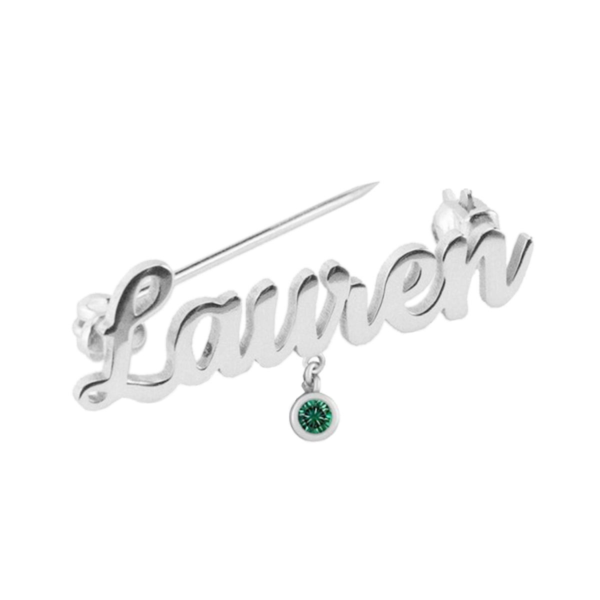 Personalized Name And Birthstone Brooch Pins 925 Sterling Silver-1