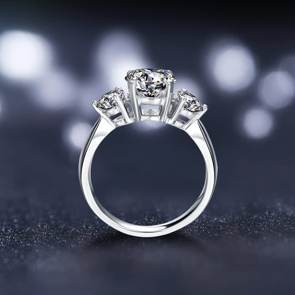 14K White Gold Moissanite Personalized Engraving Ring-4