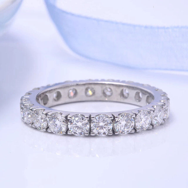 14K Gold Circular Shaped Moissanite Couple Wedding Ring-2