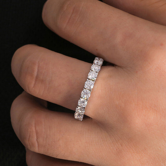 14K Gold Circular Shaped Moissanite Couple Wedding Ring-5
