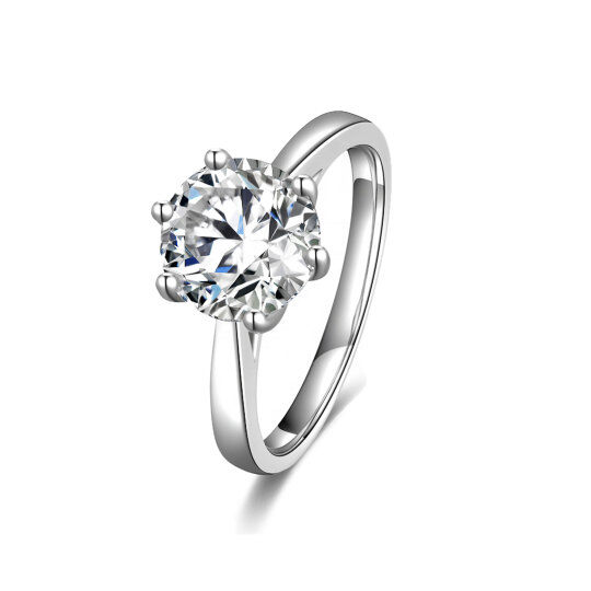 10K White Gold Round Moissanite Couple Engagement Ring