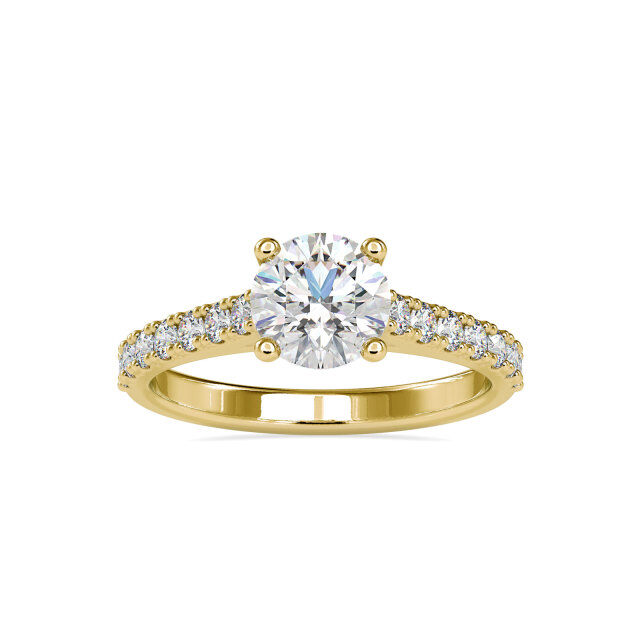 10K Gold Round Moissanite Couple Engagement Ring-1