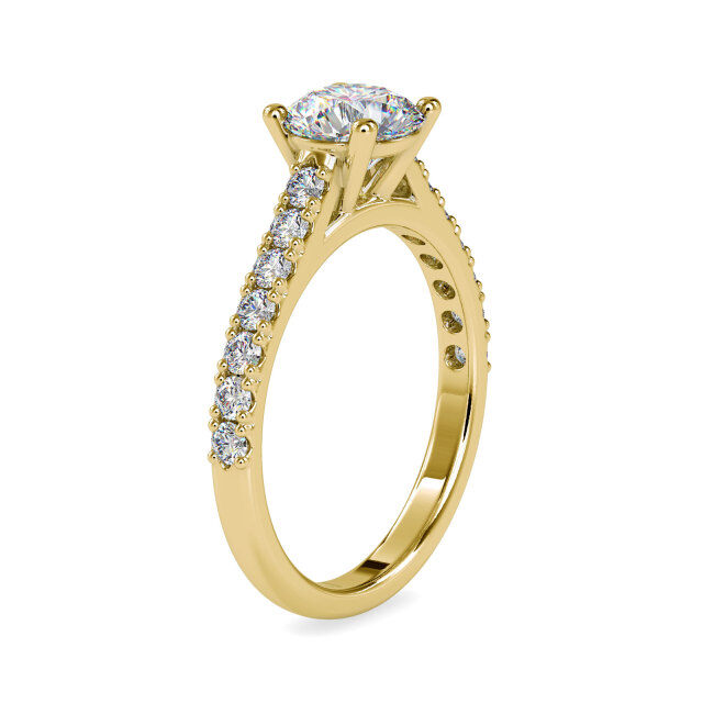 10K Gold Round Moissanite Couple Engagement Ring-2