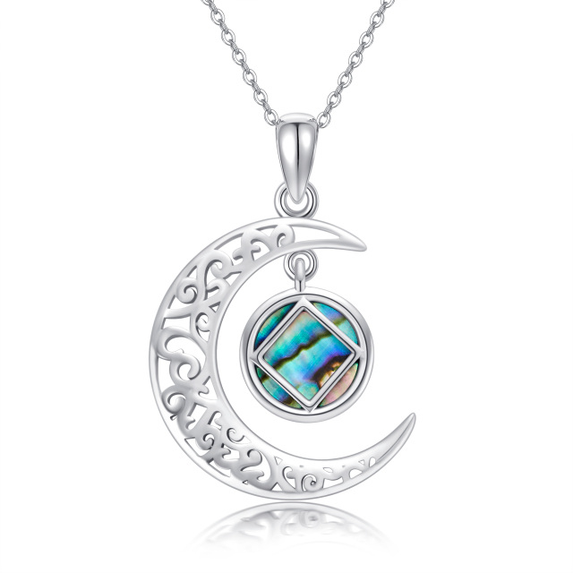Sterling Silver Abalone Shellfish Celtic Knot Moon & Narcotics Anonymous Pendant Necklace-0