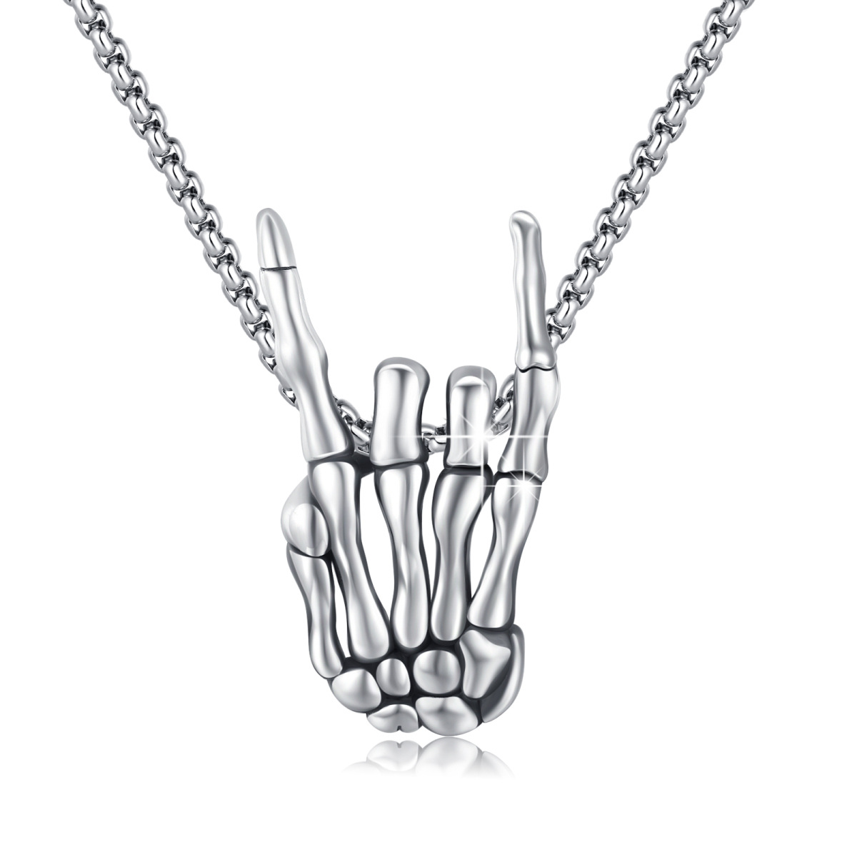 Sterling Silver Skeleton Pendant Necklace-1