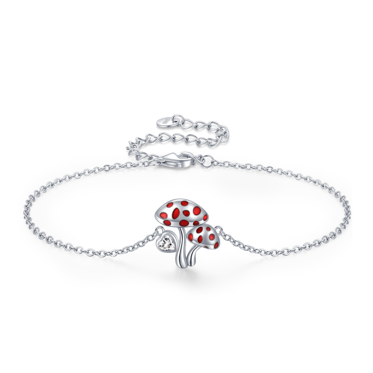 Bracelet en argent sterling avec pendentif champignons en zircon-1