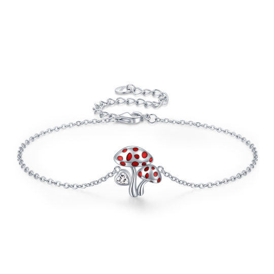 Bracelet en argent sterling avec pendentif champignons en zircon