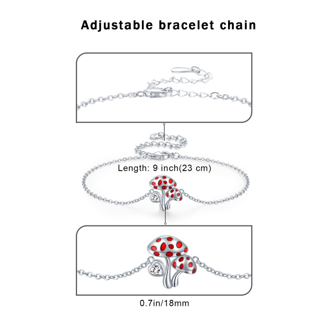 Pulseira com pingente de cogumelos de zircão em prata de lei-2