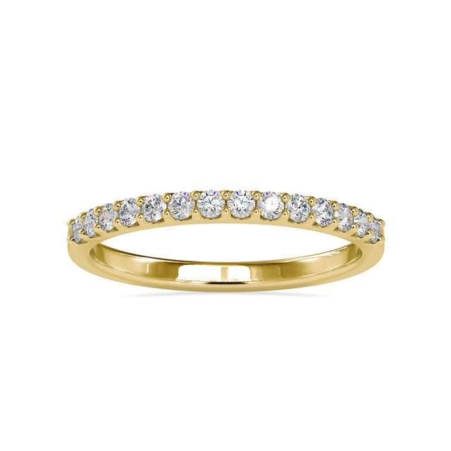 Anel de casamento de casal de moissanite em formato circular em ouro 14K-0