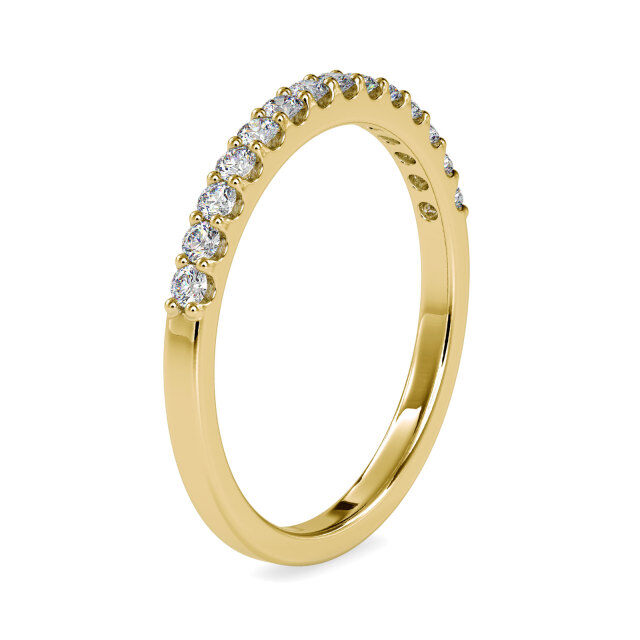 14K Gold runder Ehering mit Moissanit-2