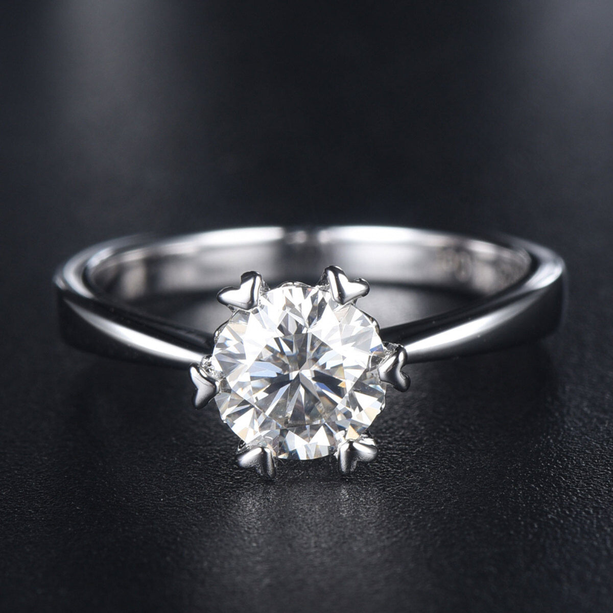 10K White Gold Circular Shaped Moissanite Engagement Ring-3