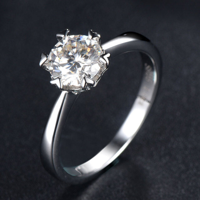 10K White Gold Circular Shaped Moissanite Engagement Ring-3