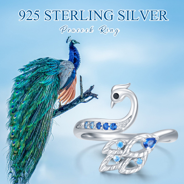 Sterling Silber Zirkon Phoenix offener Ring-4