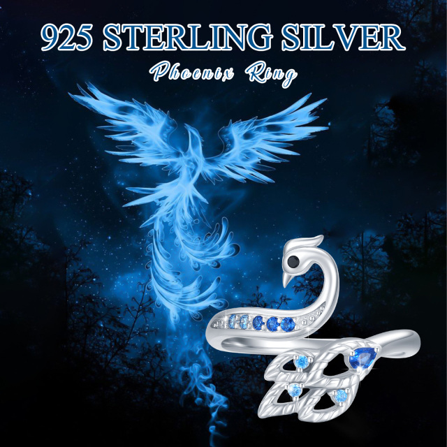 Sterling Silber Zirkon Phoenix offener Ring-3