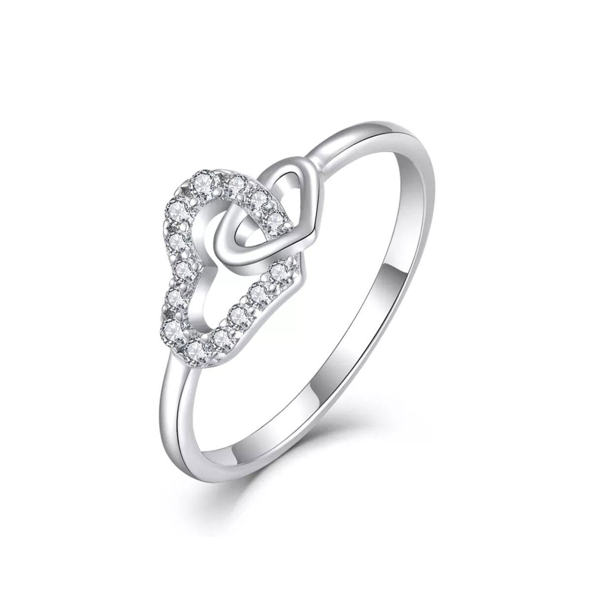 10K White Gold Circular Shaped Moissanite Couple Engagement Ring-1