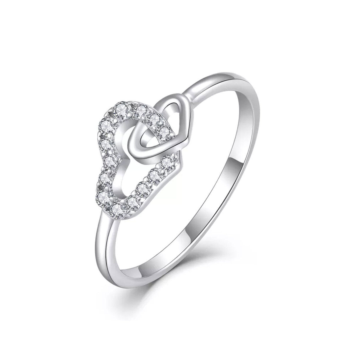 Bague de fiançailles pour couple en moissanite de forme circulaire en or blanc 10 carats-1