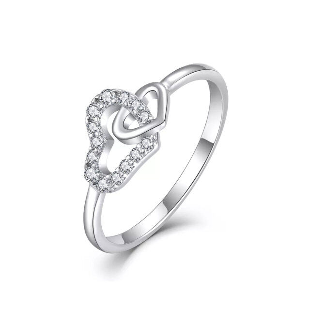 10K White Gold Circular Shaped Moissanite Couple Engagement Ring-0
